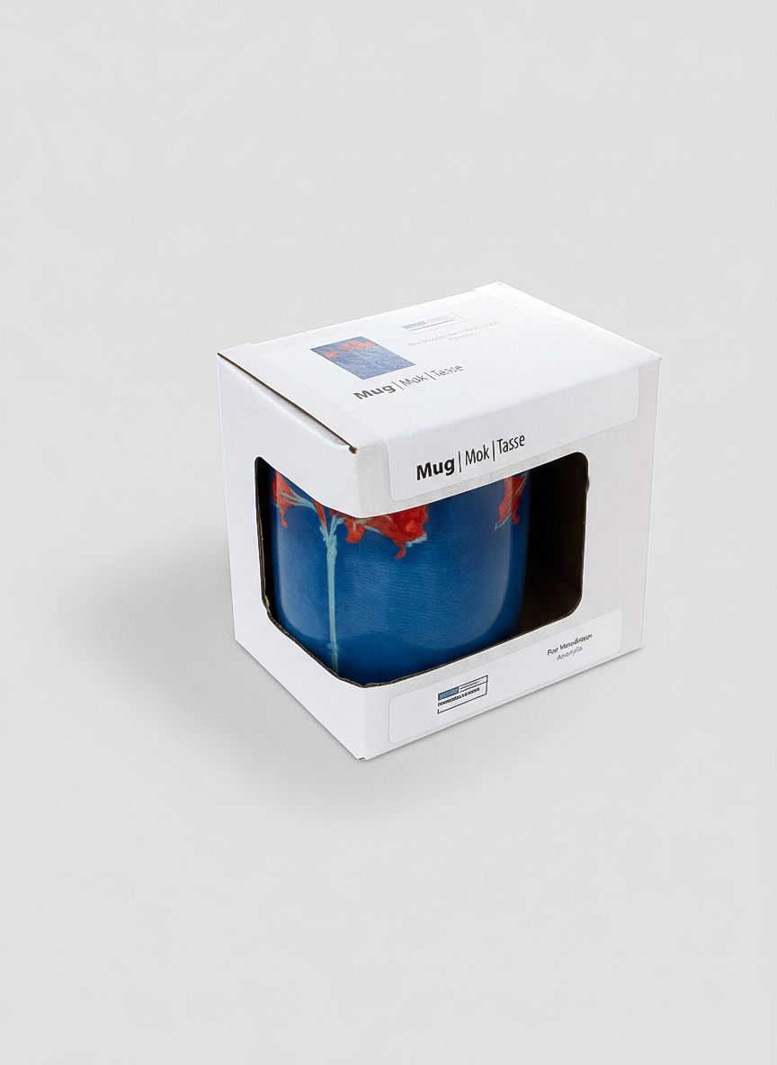 Mondrian Amaryllis mug gift box – white eco-friendly packaging, ArtyGifts