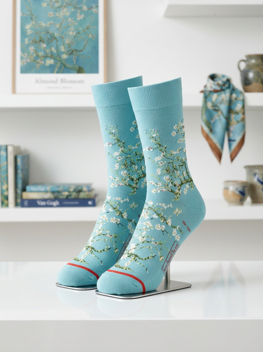 Art Socks Almond Blossom Vincent van Gogh – displayed in museum shop | ArtyGifts

