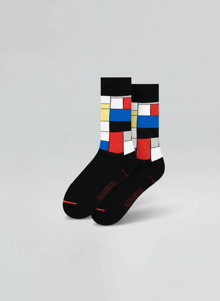 Art Socks Composition with Red, Blue and Yellow Piet Mondrian – art socks in organic cotton | ArtyGifts

