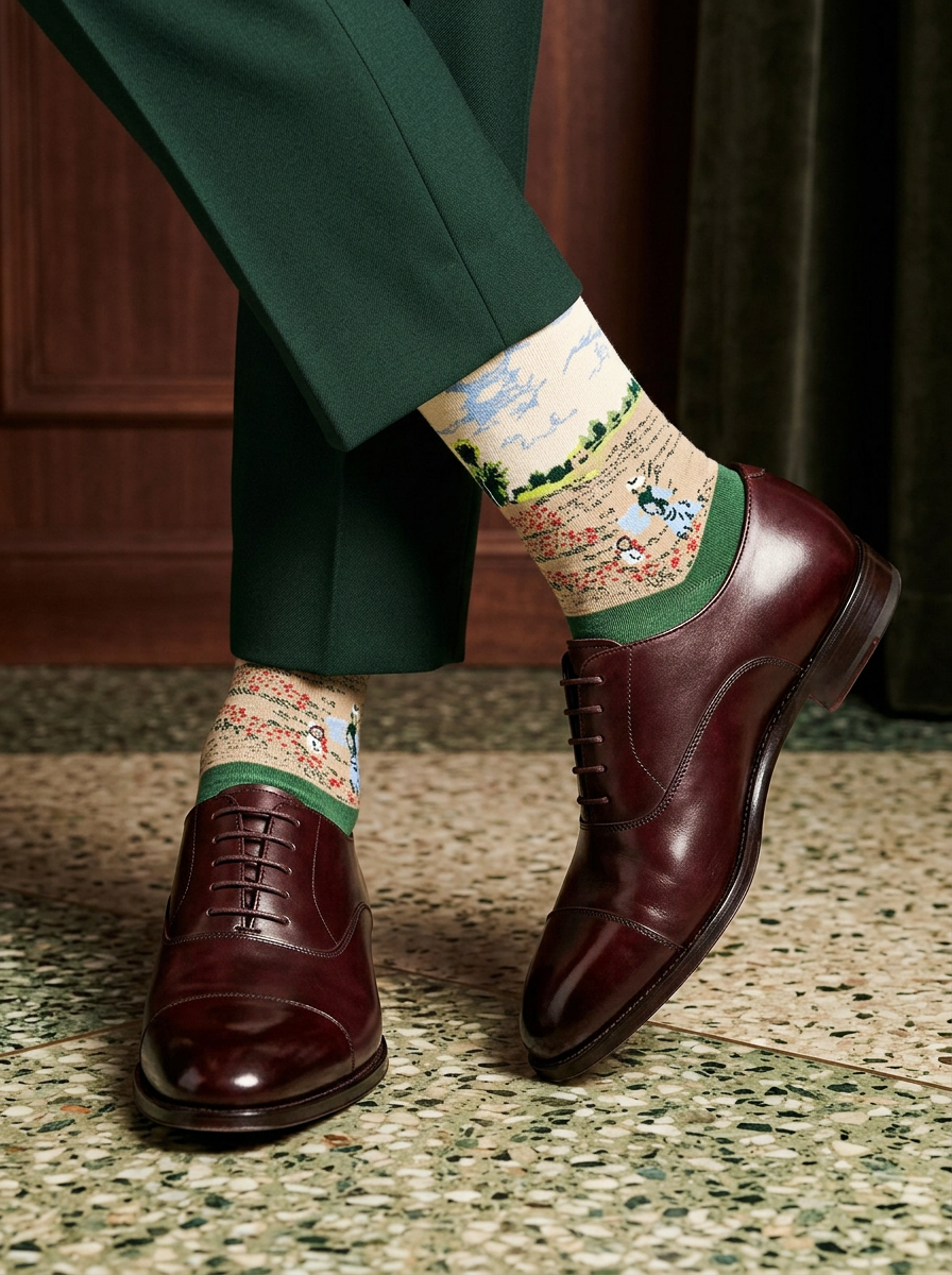 Art Socks Field with Poppies Claude Monet – lifestyle shot | ArtyGifts
