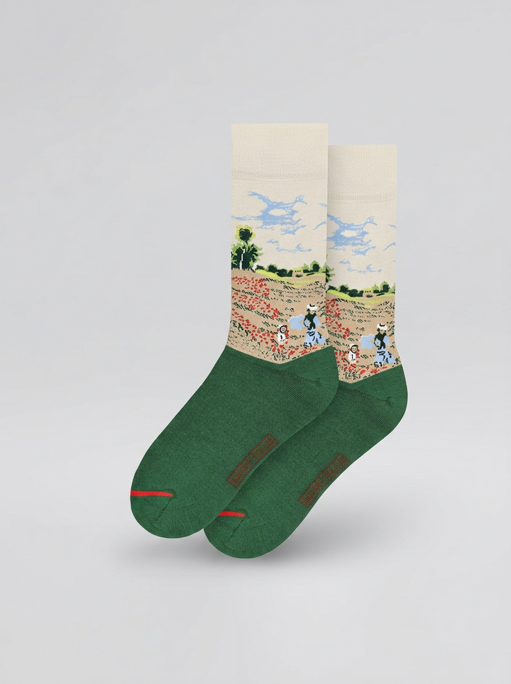 Art Socks Field with Poppies Claude Monet – art socks in organic cotton | ArtyGifts
