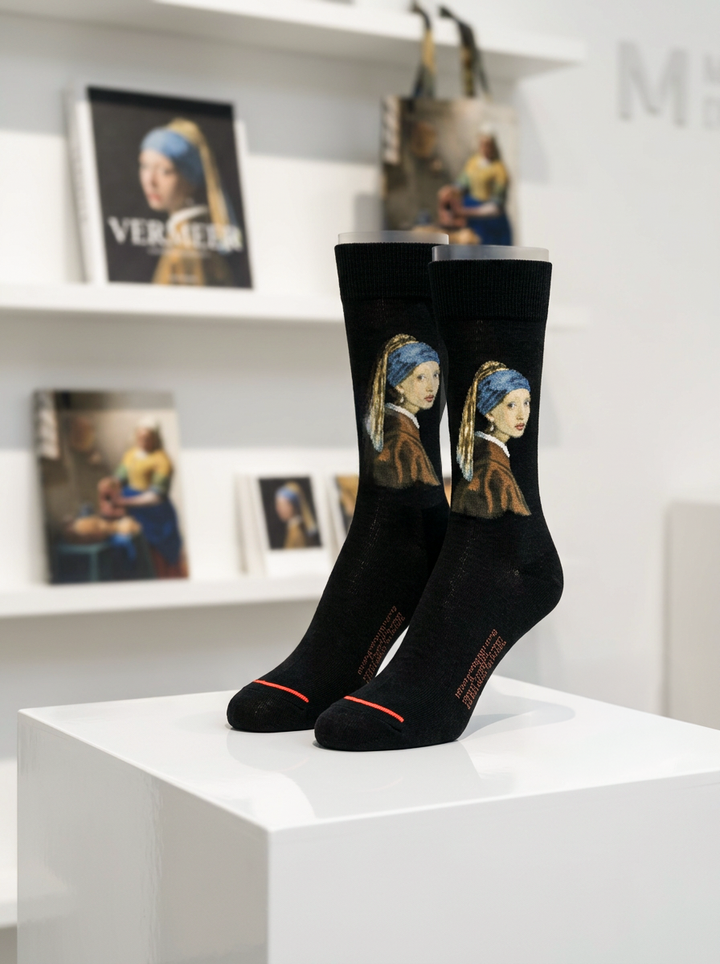 Art Socks Girl with the Pearl Earring Johannes Vermeer – displayed in museum shop | ArtyGifts
