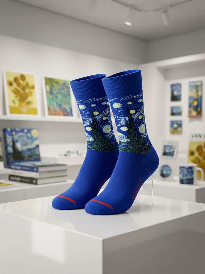 Art Socks Starry Night Vincent van Gogh – displayed in museum shop | ArtyGifts
