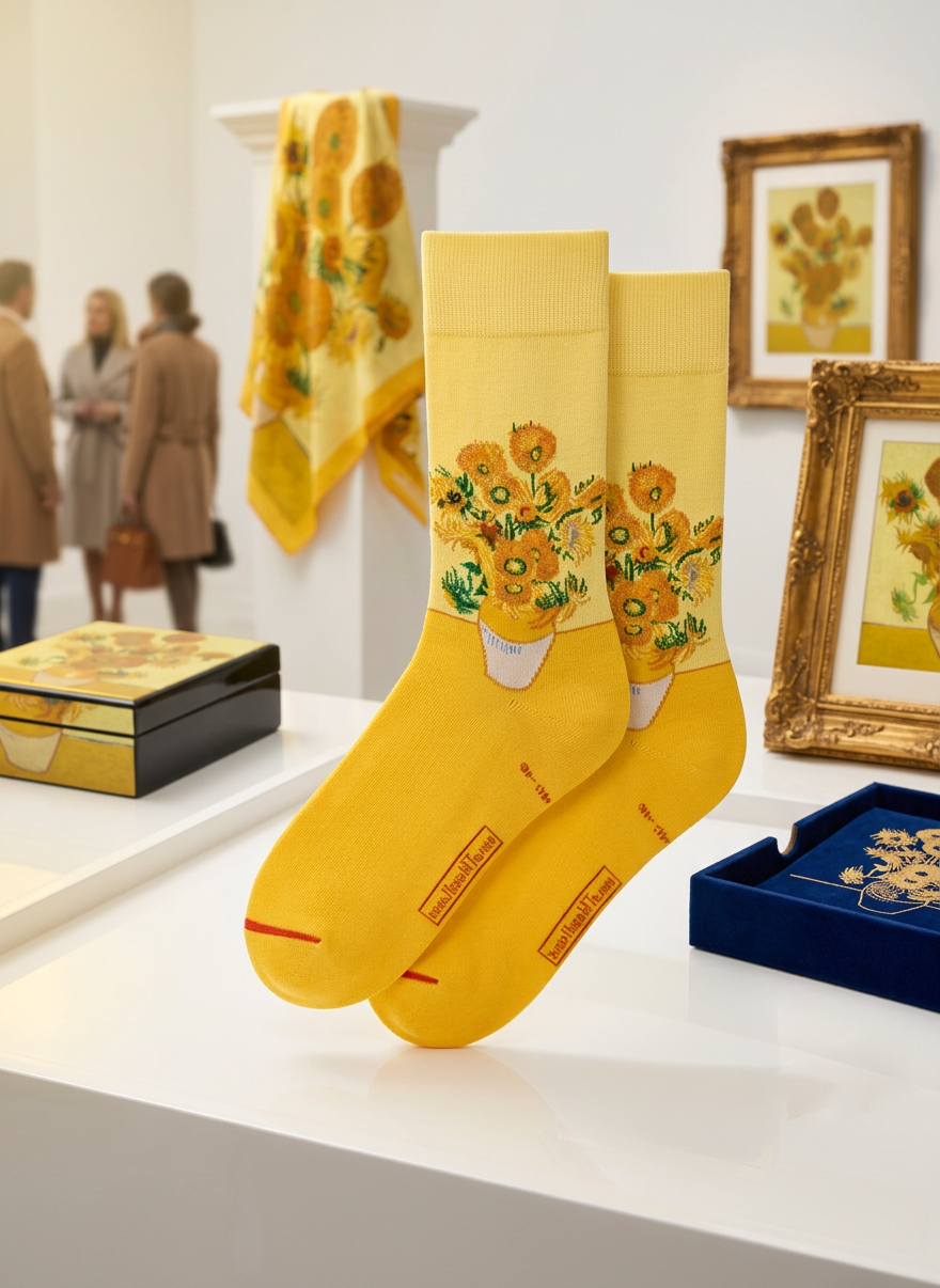 Art Socks Sunflowers Vincent van Gogh – displayed in museum shop | ArtyGifts
