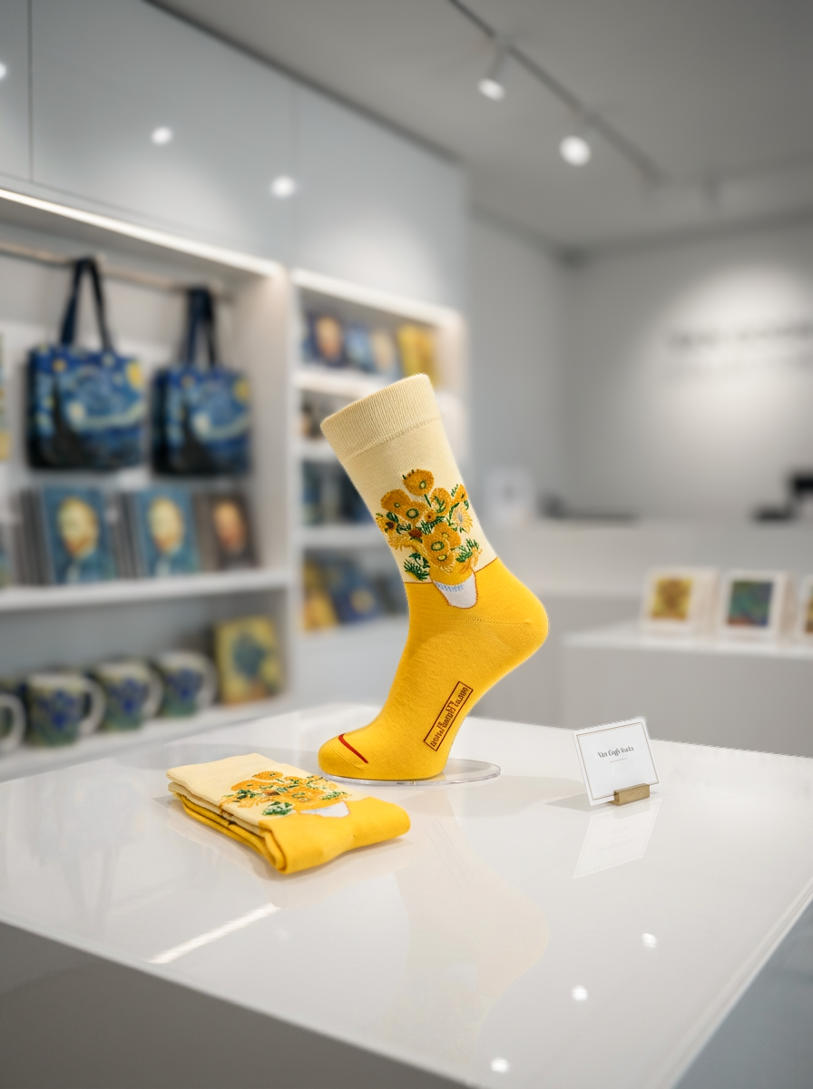 Art Socks Sunflowers Vincent van Gogh – displayed in museum shop | ArtyGifts

