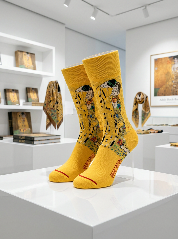 Art Socks The Kiss Gustav Klimt – displayed in museum shop | ArtyGifts
