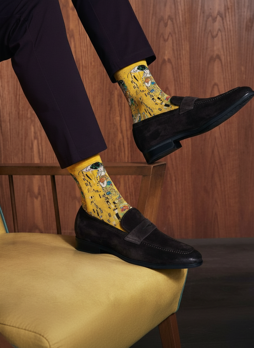 Art Socks The Kiss Gustav Klimt – lifestyle shot | ArtyGifts
