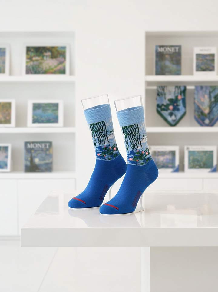 Art Socks Water Lilies Claude Monet – displayed in museum shop | ArtyGifts
