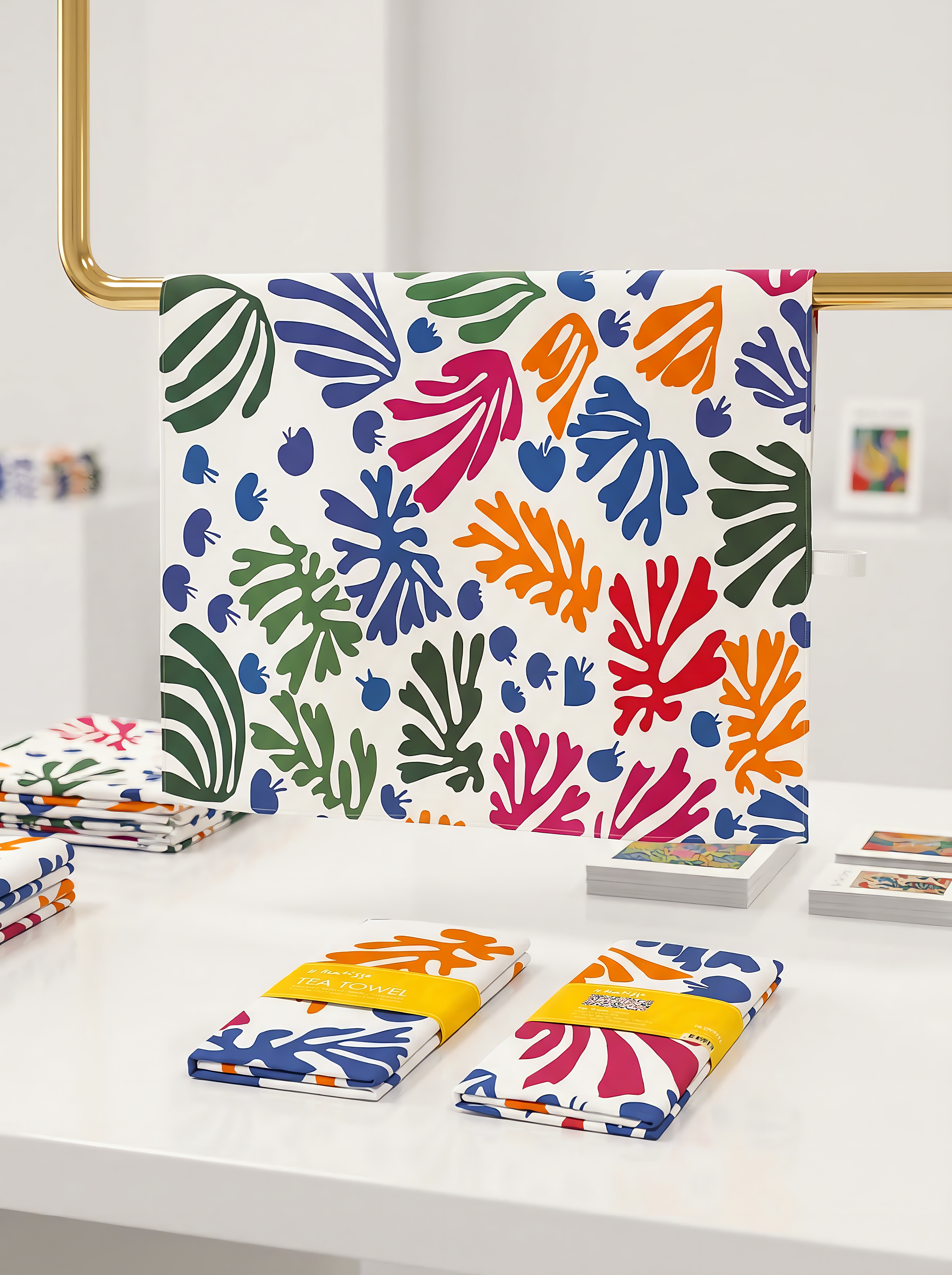The Parakeet and the Mermaid tea towel set of 2 by Matisse – museum lifestyle display | ArtyGifts
