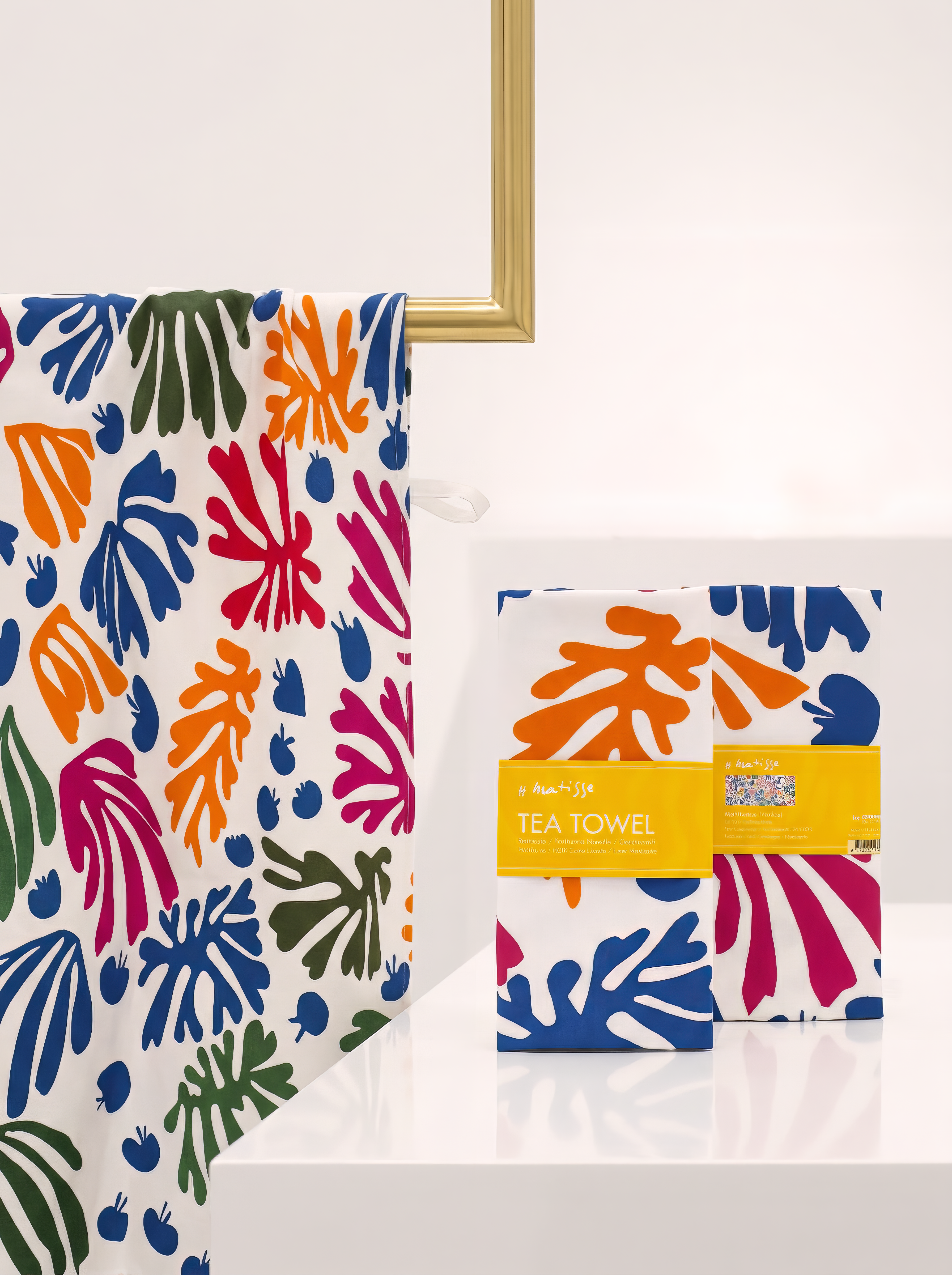 The Parakeet and the Mermaid tea towel set of 2 by Matisse – museum lifestyle display | ArtyGifts
