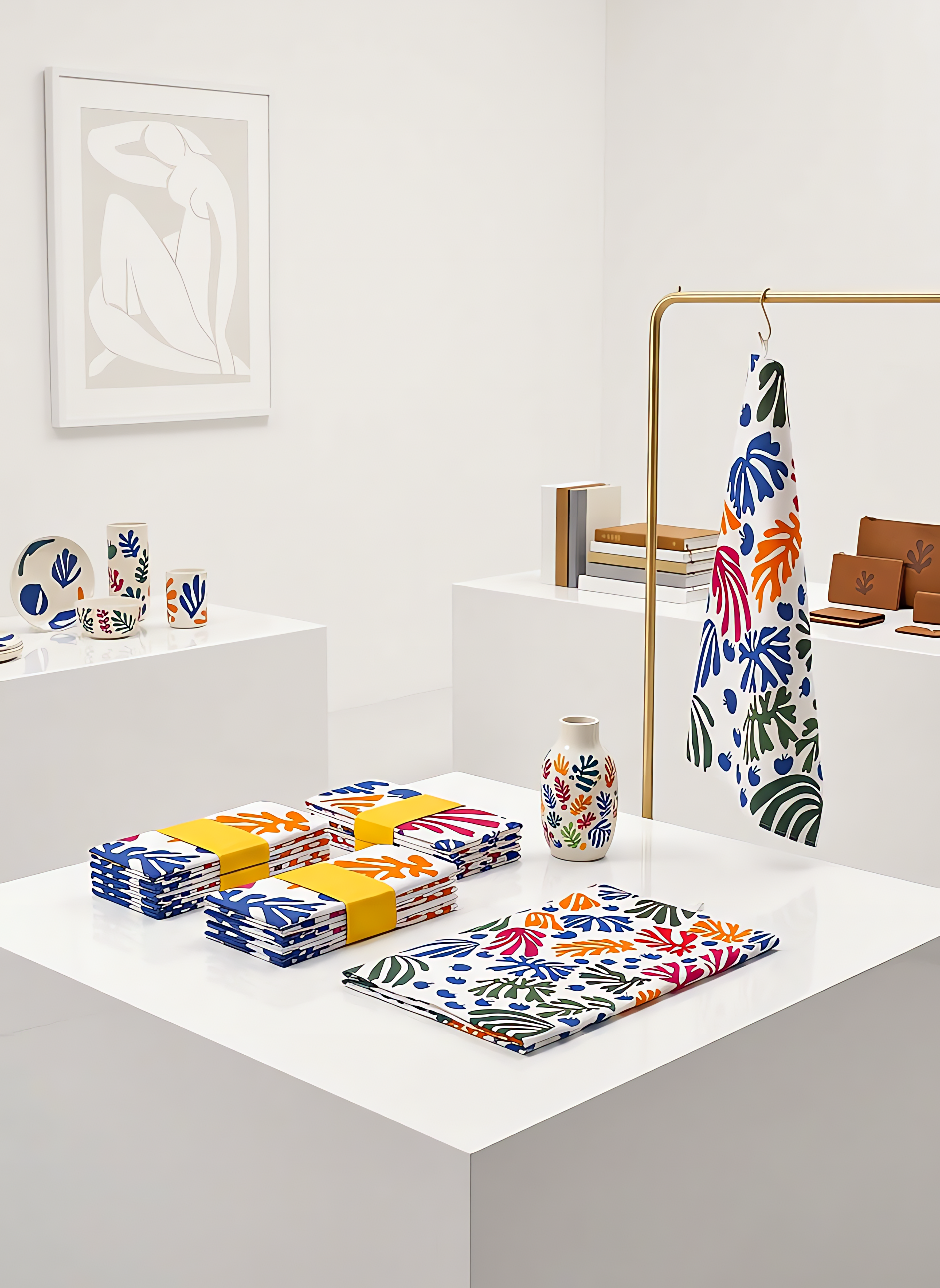 The Parakeet and the Mermaid tea towel set of 2 by Matisse – museum lifestyle display | ArtyGifts
