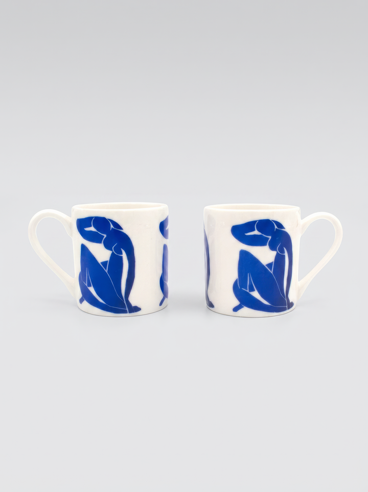 ArtyGifts The Blue Figure by Henri Matisse – 2 espresso cups on white background