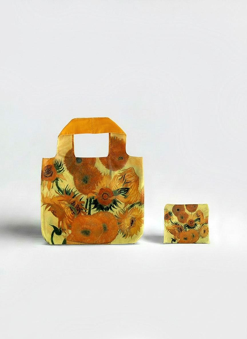 Foldable Shopper Bag Sunflowers Vincent van Gogh – waterproof foldable art bag | ArtyGifts
