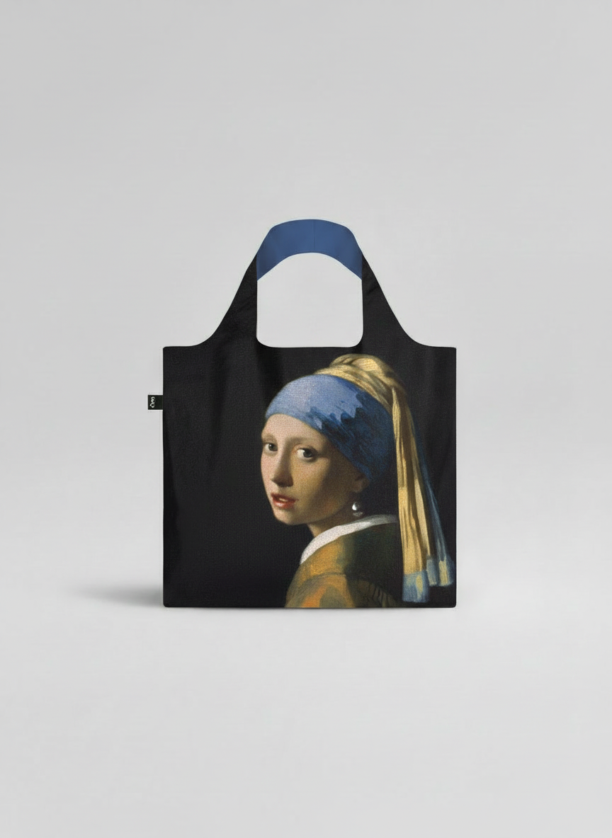 Foldable Shopper Bag Girl with the Pearl Earring Johannes Vermeer – waterproof foldable art bag | ArtyGifts
