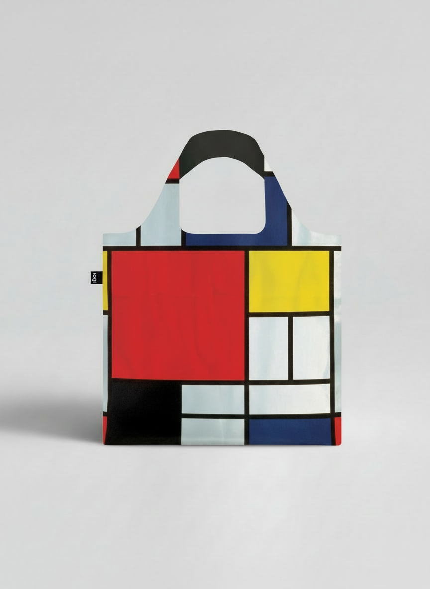 Foldable Shopper Bag, Composition Red, Blue and Yellow , Piet Mondrian