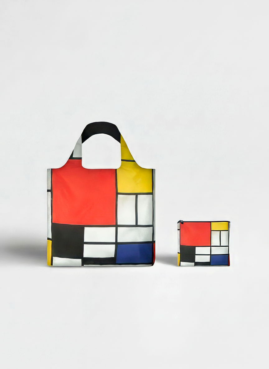 Foldable Shopper Bag, Composition Red, Blue and Yellow , Piet Mondrian