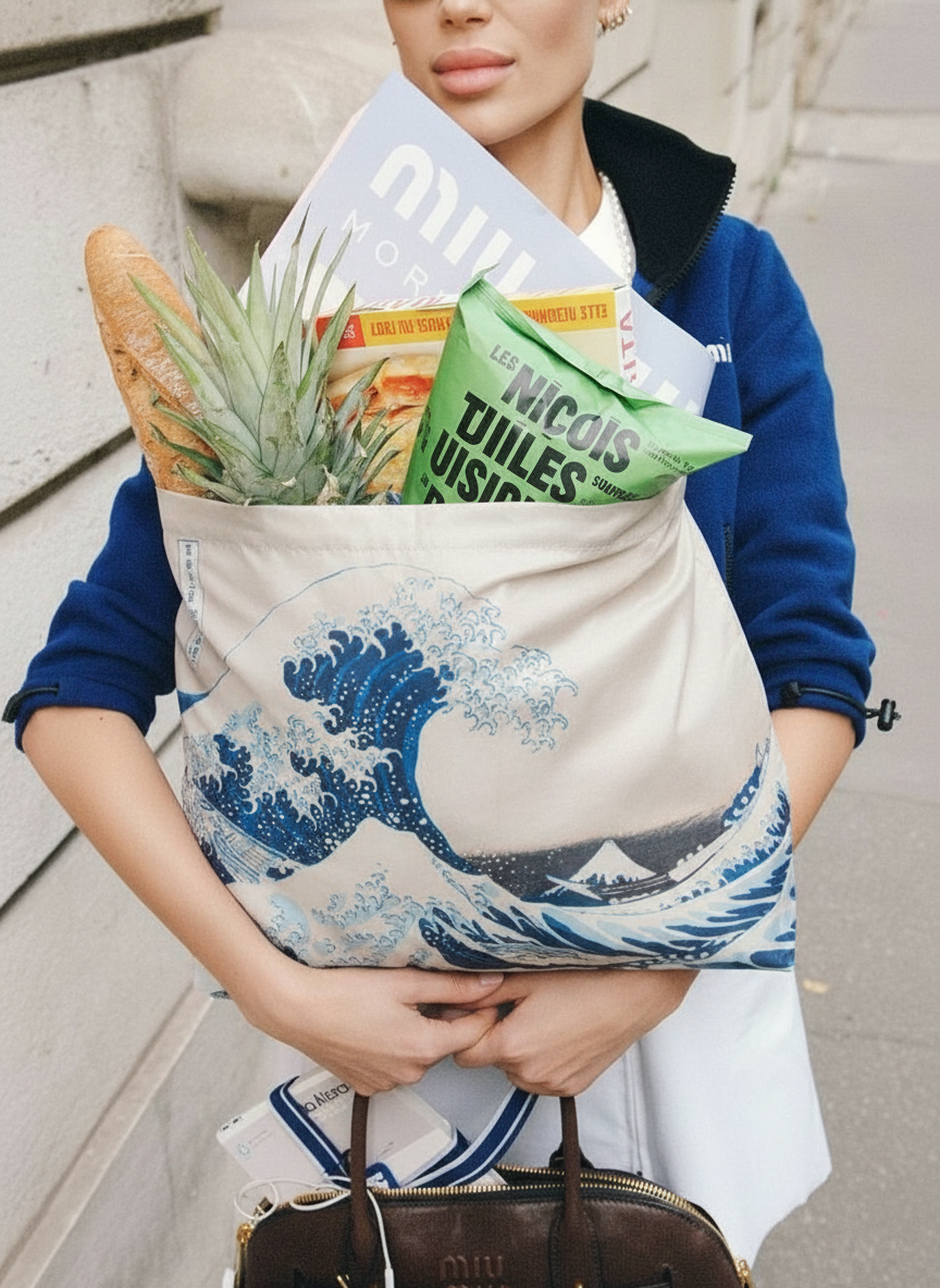 Foldable Shopper Bag The Great Wave Katsushika Hokusai – waterproof foldable art bag | ArtyGifts
