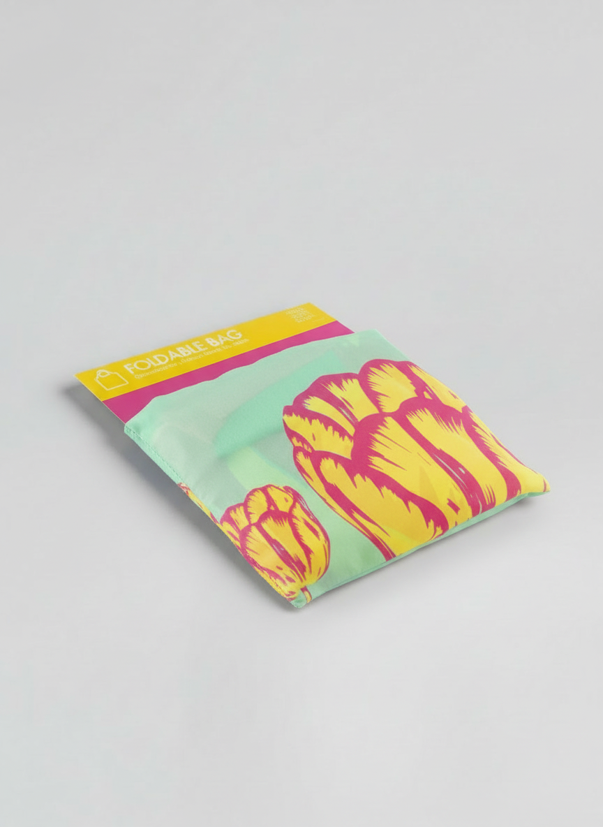 Foldable Shopper Bag Modern Tulip Yellow – waterproof foldable art bag | ArtyGifts
