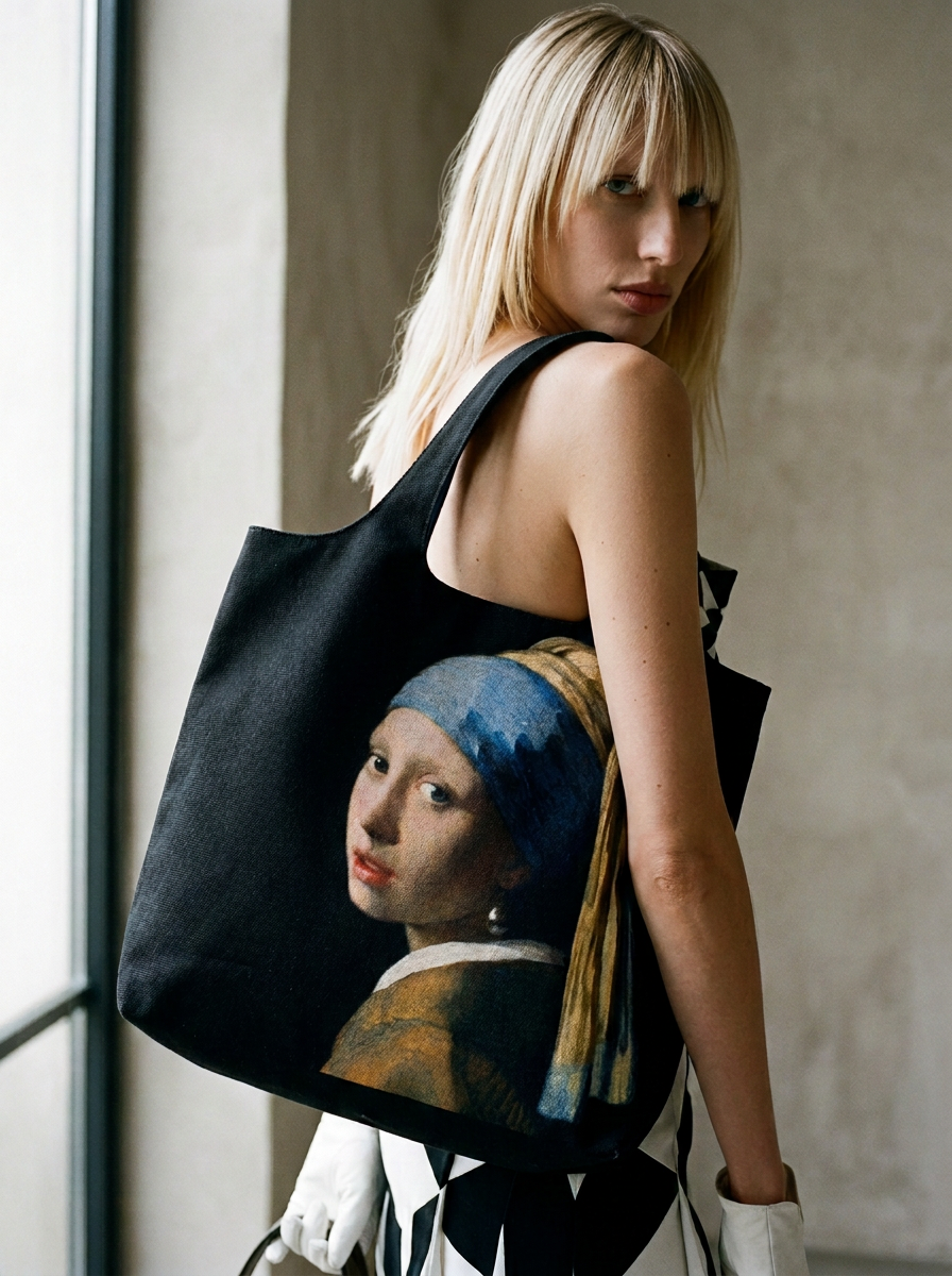 Foldable Shopper Bag, Girl with the Pearl Earring, Johannes Vermeer