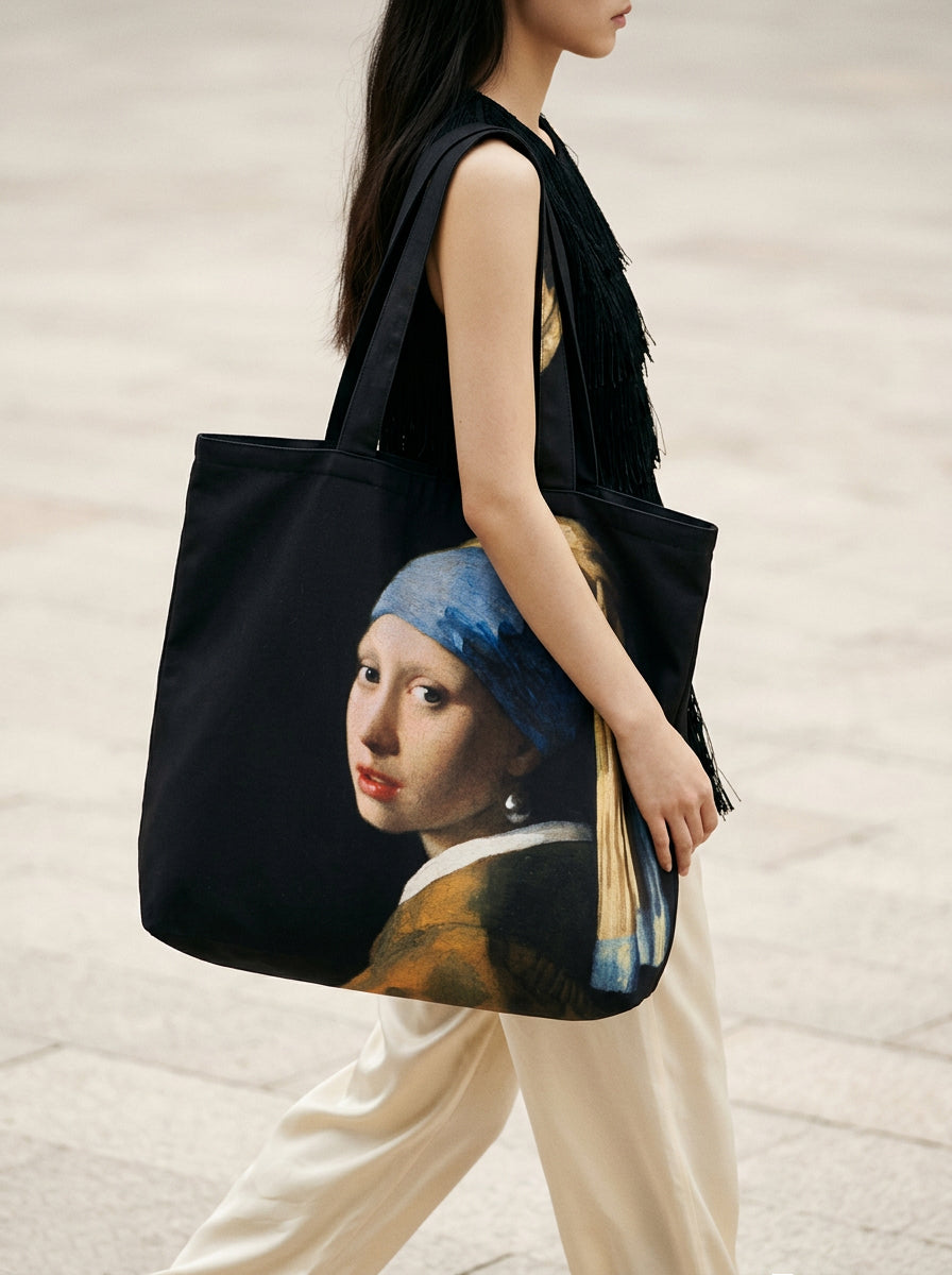 Foldable Shopper Bag, Girl with the Pearl Earring, Johannes Vermeer