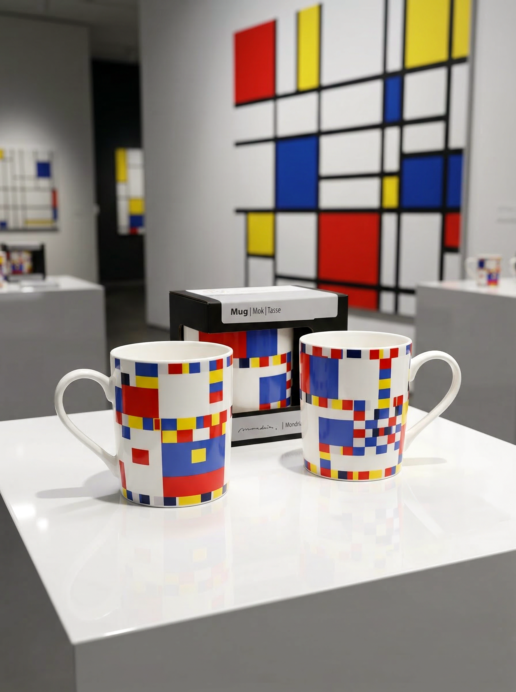 Mondrian Boogie Woogie porcelain mug set with gift box – MoMA New York, ArtyGifts
