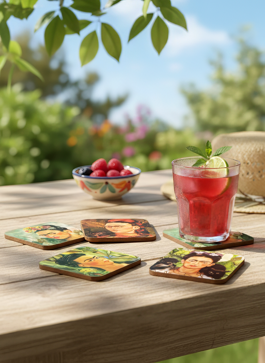Coaster Set, Self Portrait, Frida Kahlo