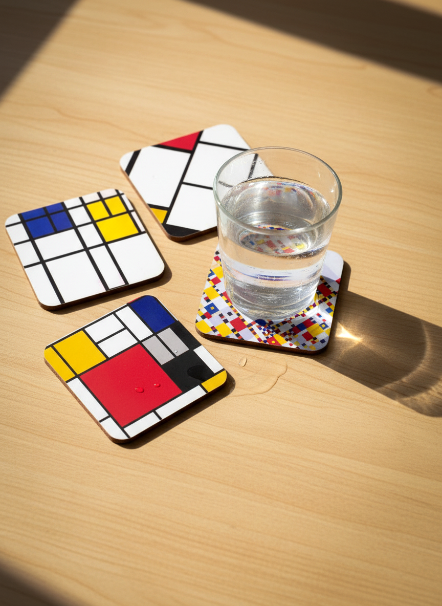 Onderzetterset van 4, Compositie, Piet Mondriaan