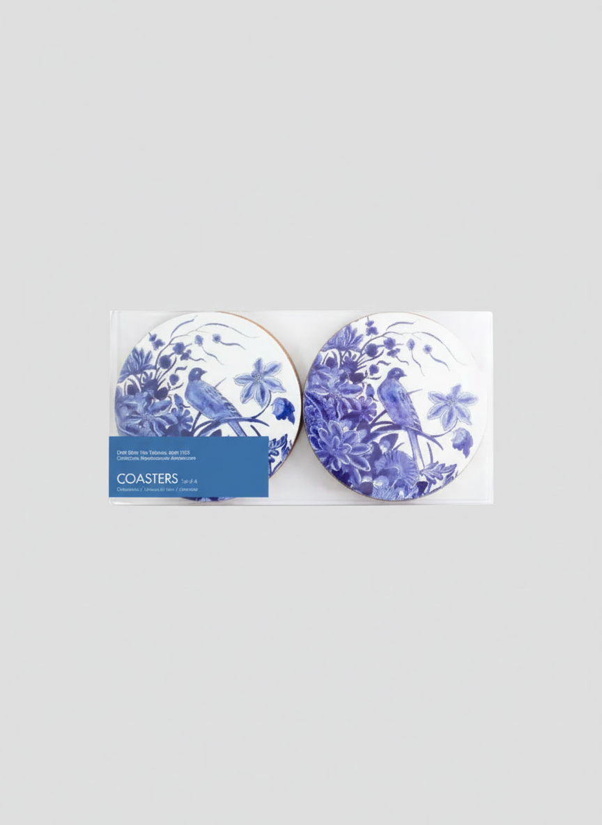 Coaster Set of 4, Delft Blue Birds, Rijksmuseum