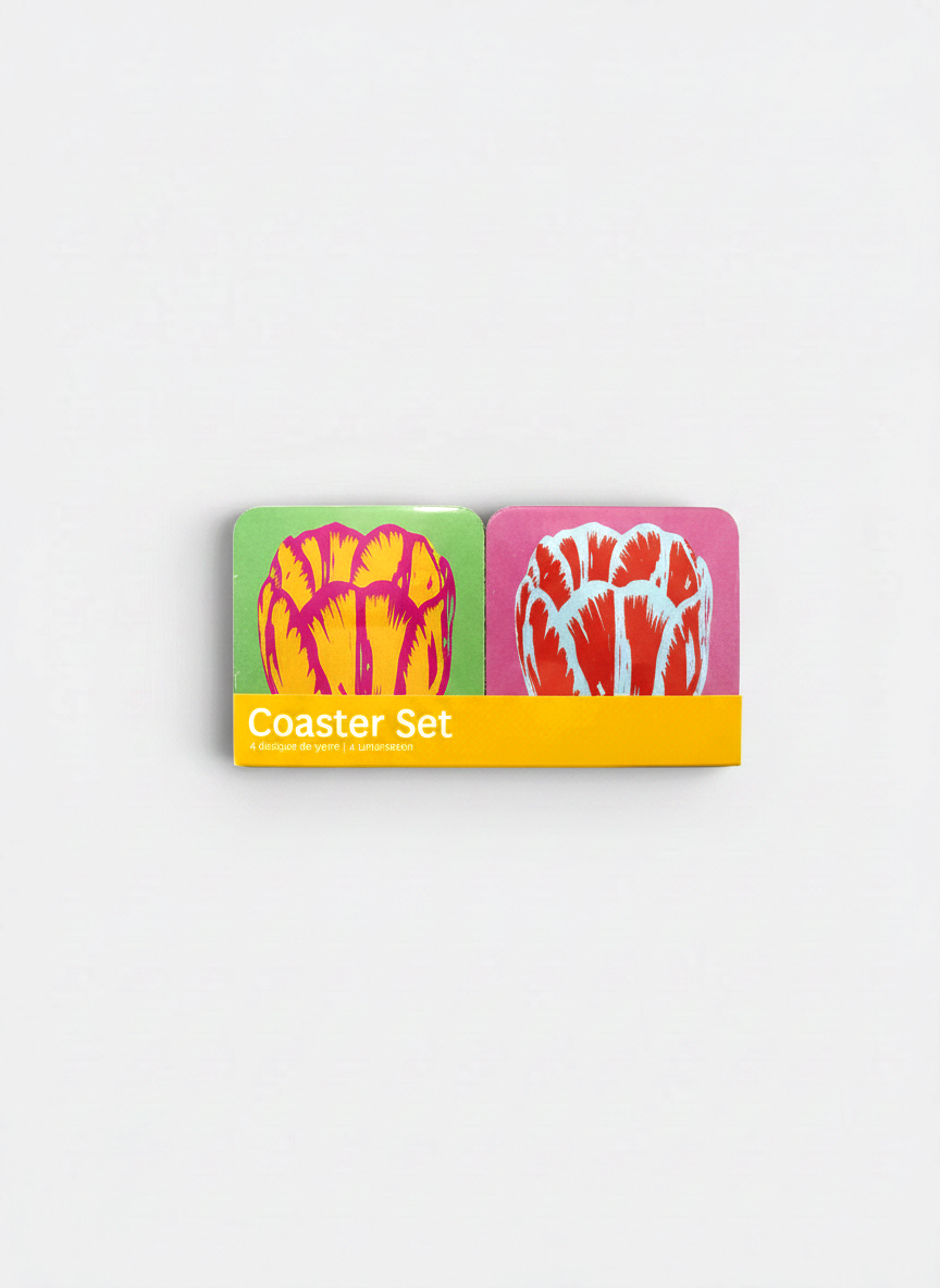 Coaster Set of 4, Modern Tulips