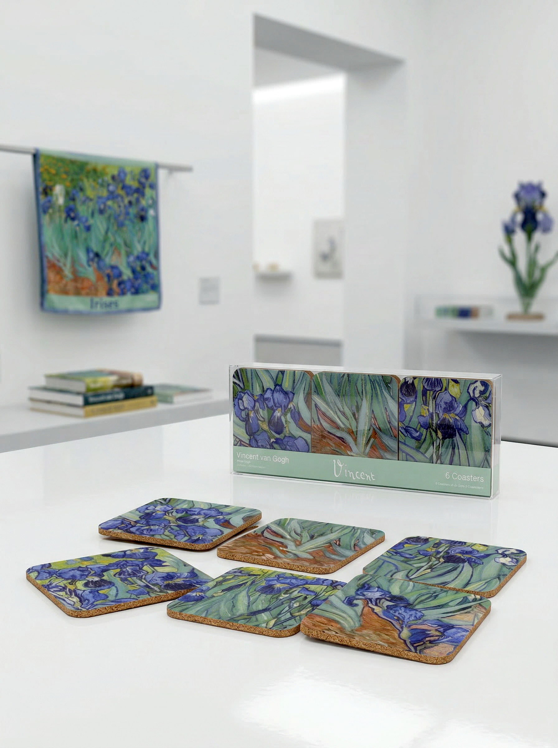 Coaster Set Irises Vincent van Gogh – art coaster gift in eco-friendly packaging | ArtyGifts
