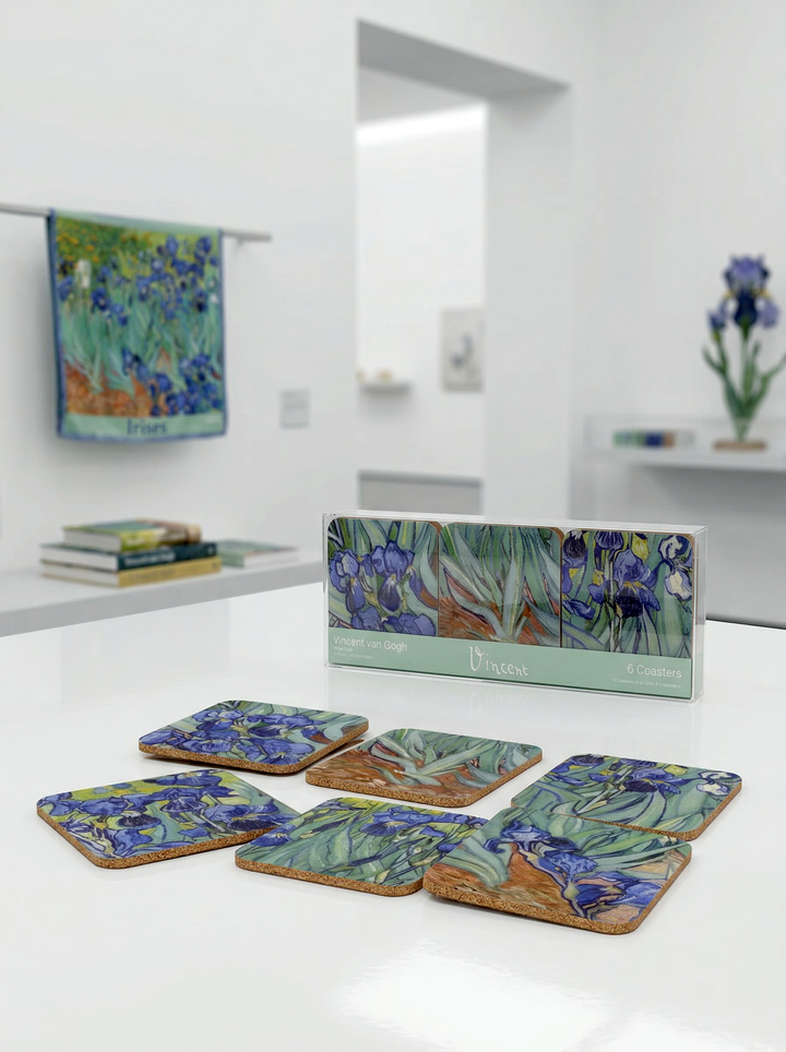 Coaster Set Irises Vincent van Gogh – art coaster gift in eco-friendly packaging | ArtyGifts
