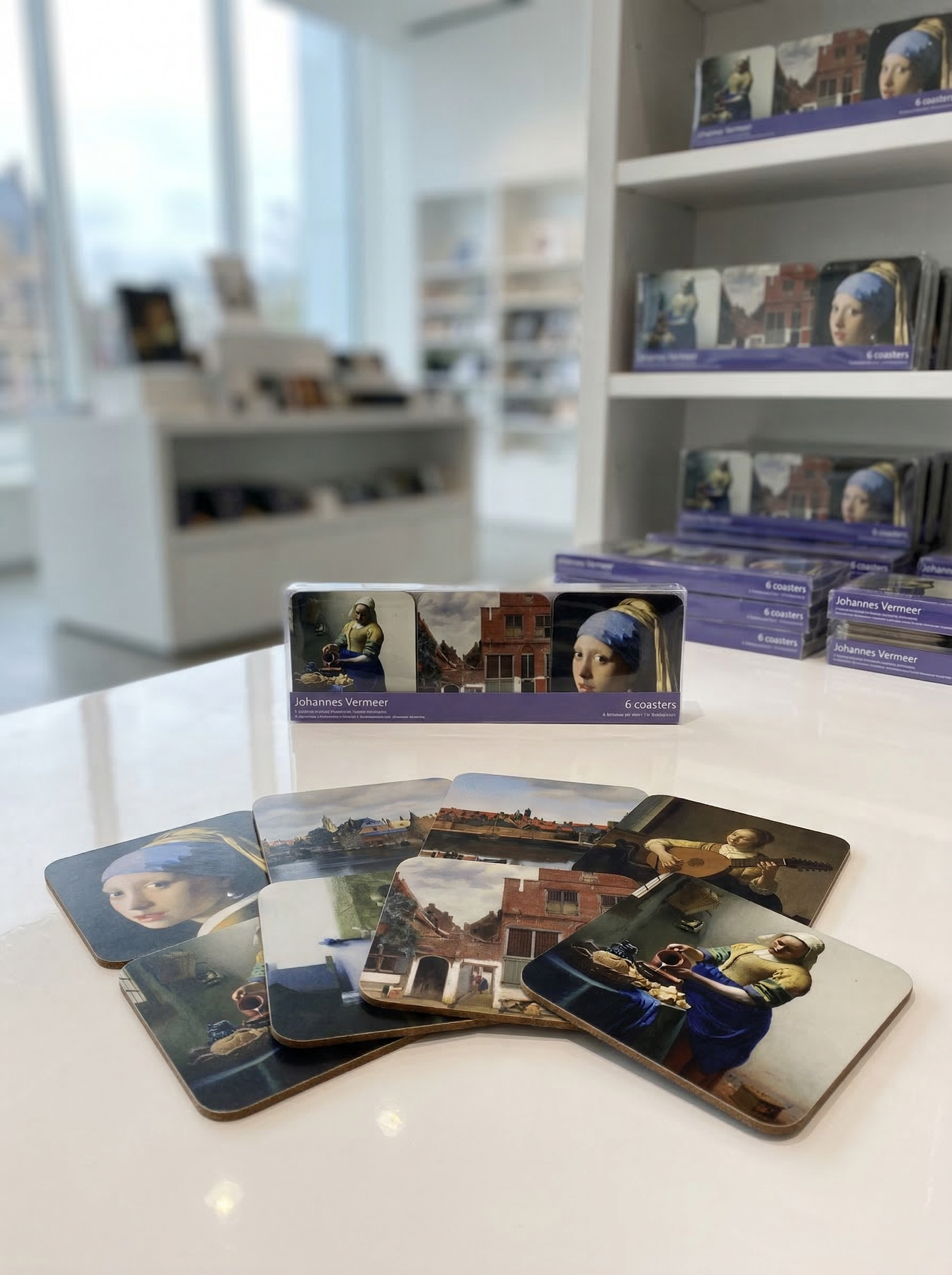 Coaster Set Masterpieces Johannes Vermeer – art coaster gift in eco-friendly packaging | ArtyGifts
