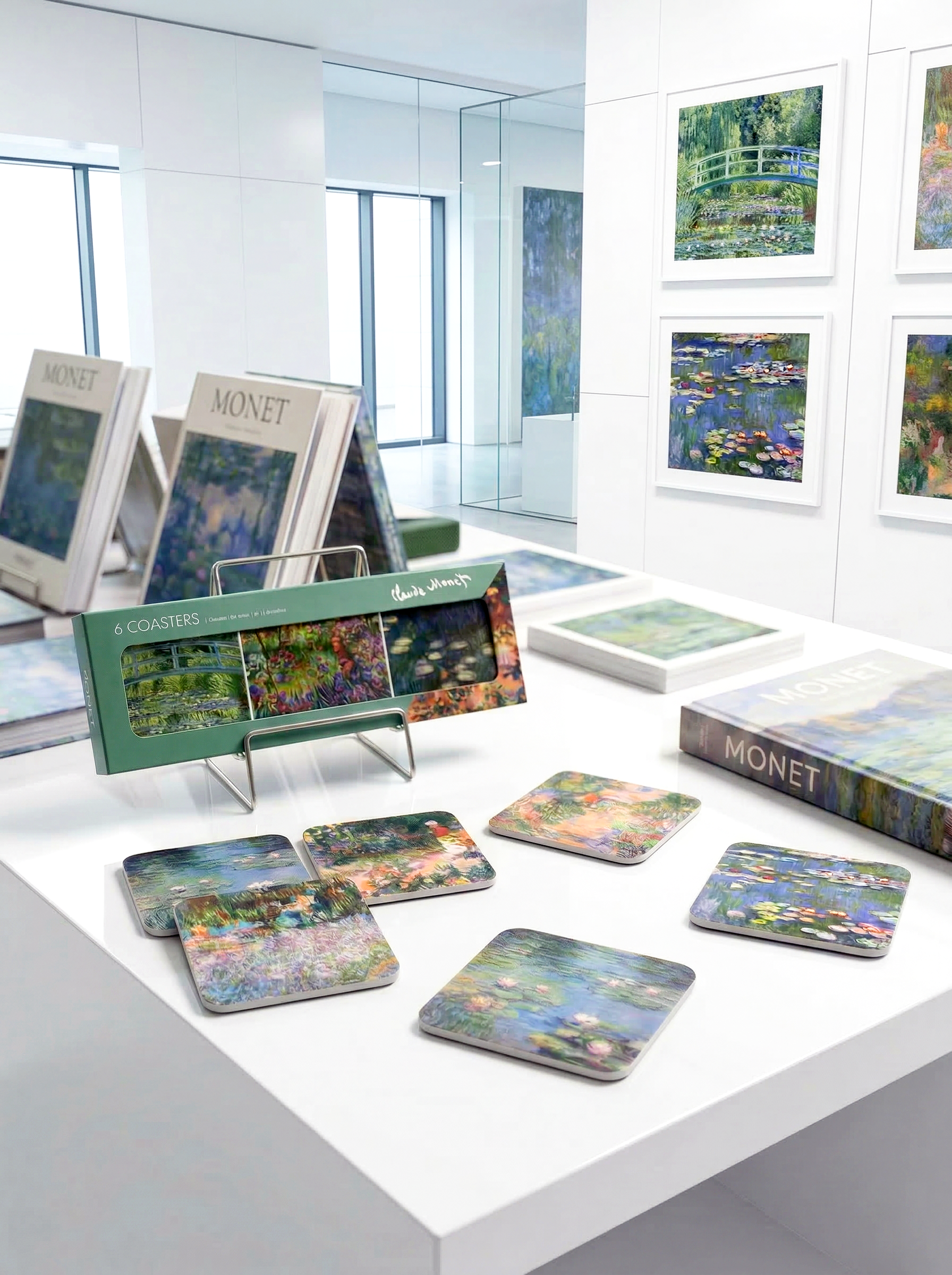 Coaster Set Monet's Garden Claude Monet – art coaster gift in eco-friendly packaging | ArtyGifts
