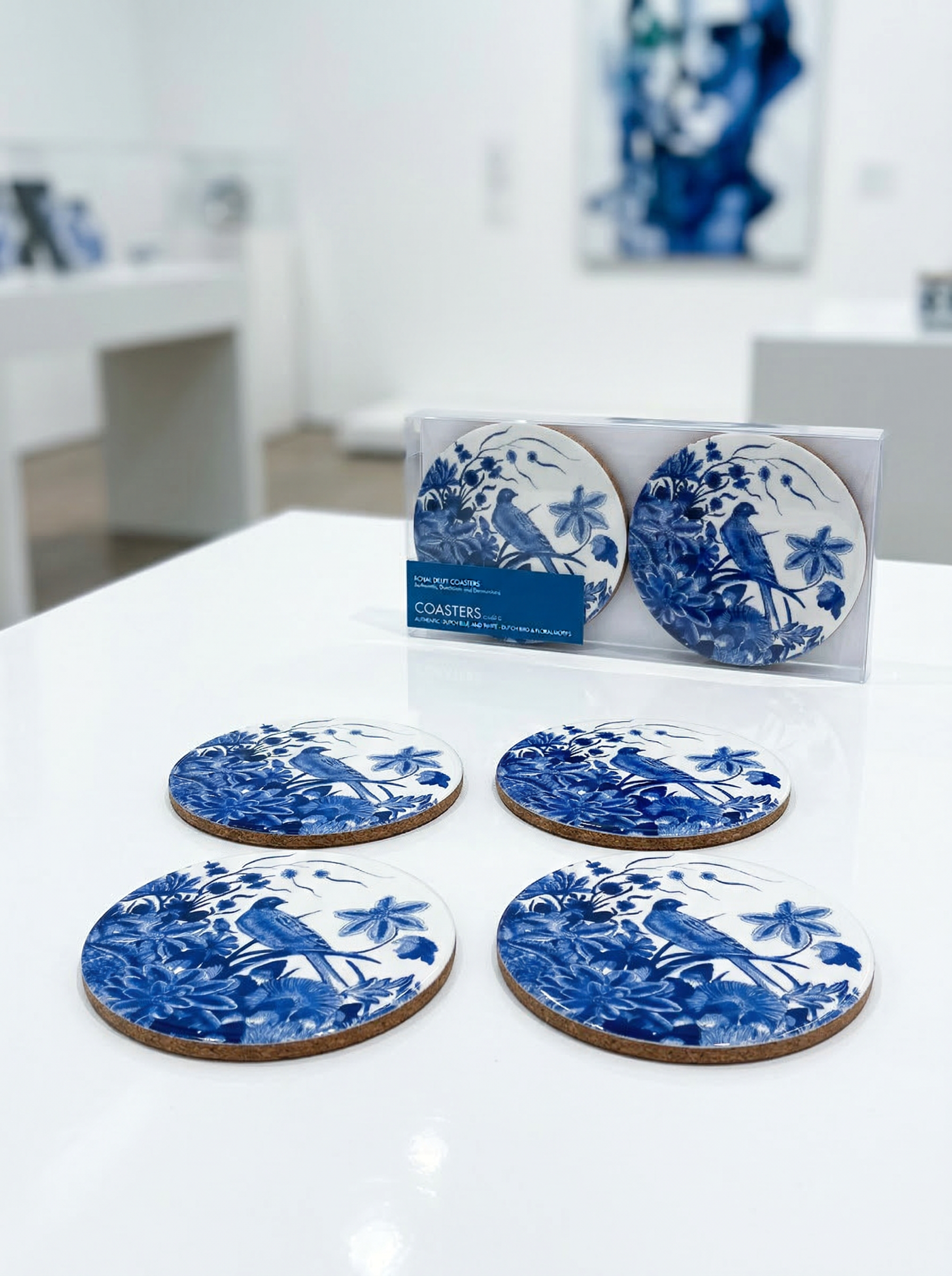 Coaster Set of 4 Delft Blue Birds – art coaster gift | Rijksmuseum x ArtyGifts
