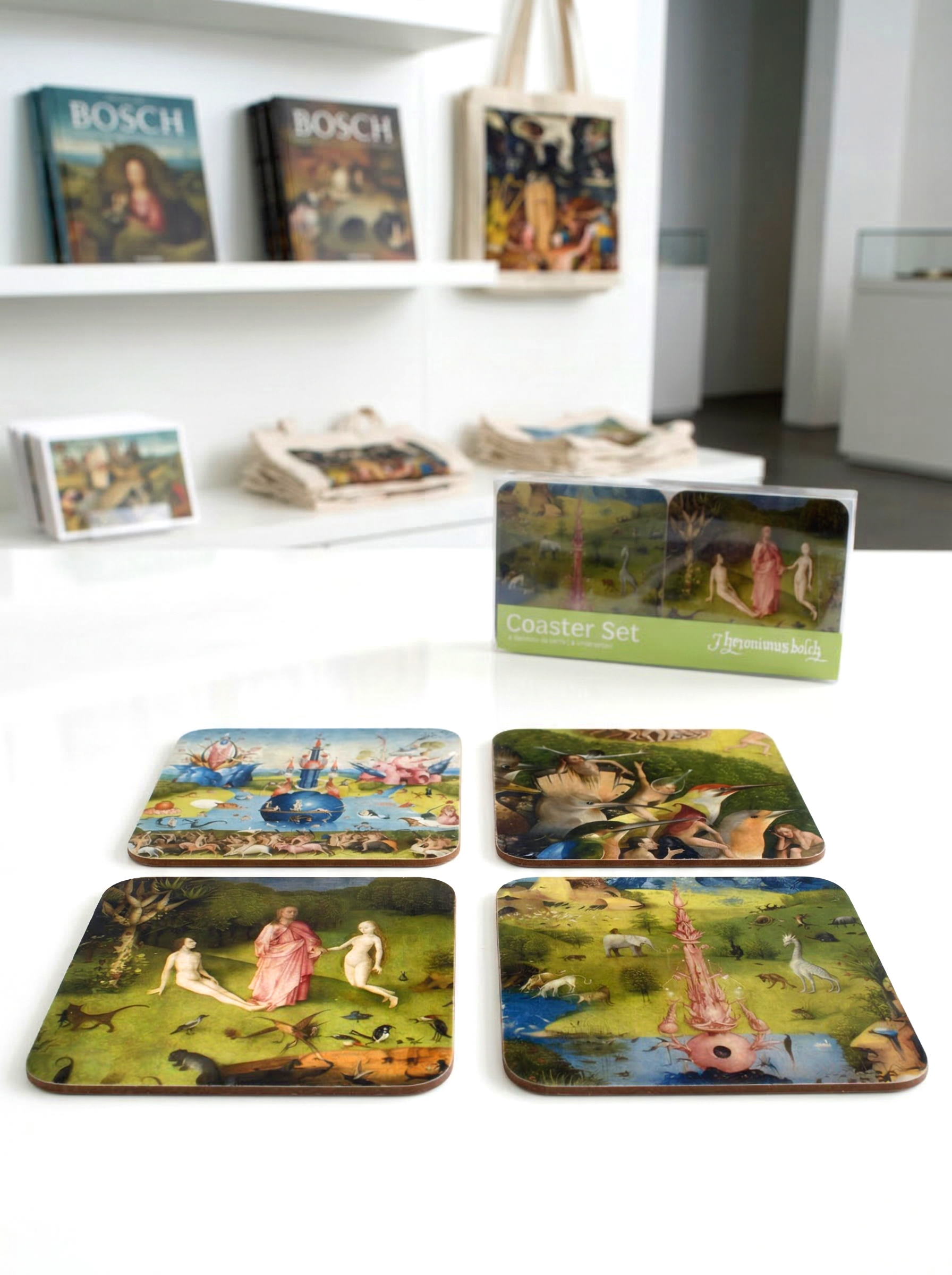 Coaster Set of 4 Garden of Earthly Delights Jheronimus Bosch – art coaster gift | ArtyGifts
