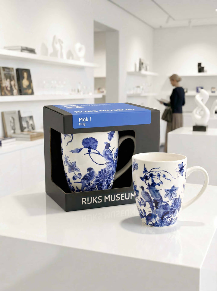 Gift box of the Delft Blue Birds Coffee and Tea Kitchen Gift Set — Rijksmuseum x ArtyGifts
