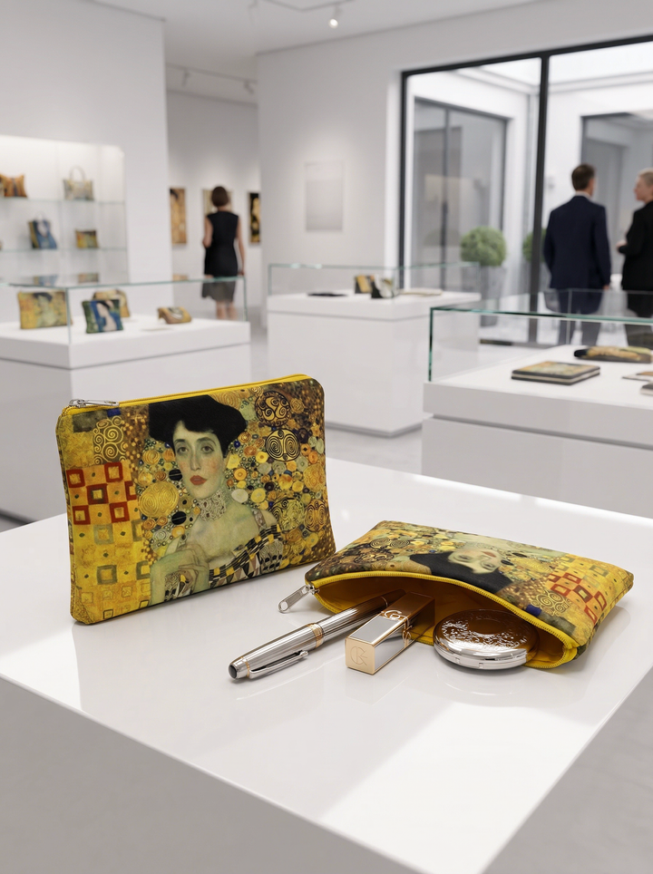 Cosmetic & Travel Bag Adèle Bloch-Bauer Gustav Klimt – art makeup bag detail | ArtyGifts

