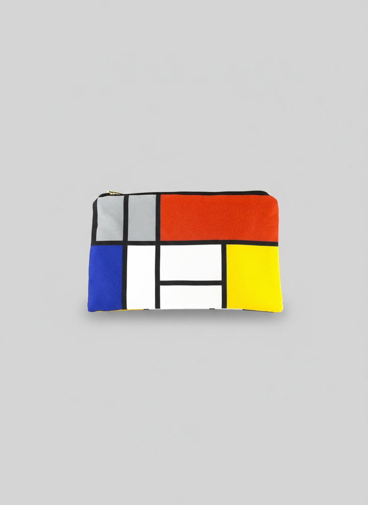Cosmetic & Travel Bag Composition Red Blue and Yellow Piet Mondrian – art makeup bag detail | ArtyGifts

