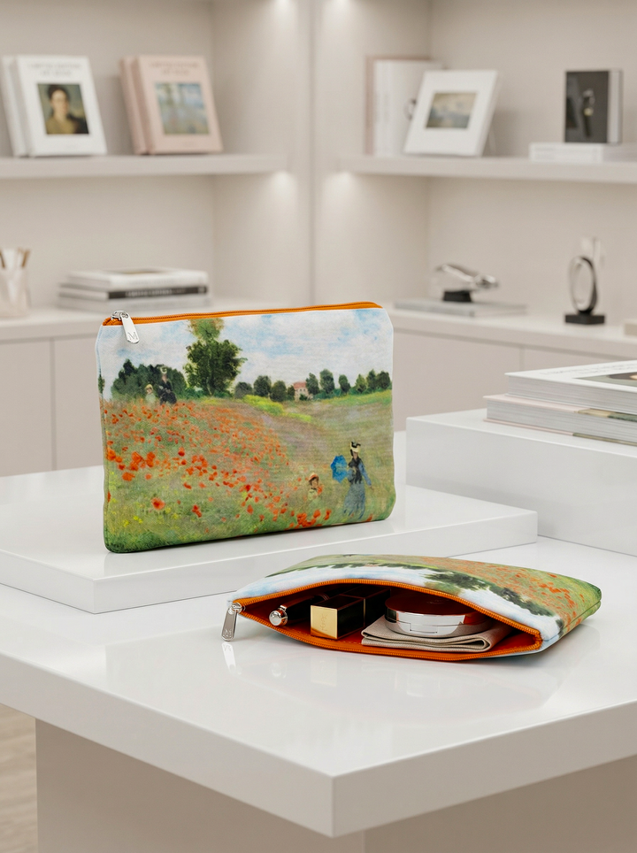 Cosmetic & Travel Bag Field with Poppies Claude Monet – displayed in museum shop | ArtyGifts
