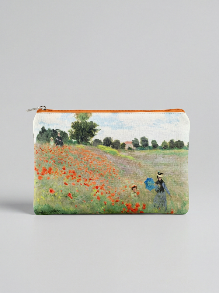 Cosmetic & Travel Bag Field with Poppies Claude Monet – art makeup bag detail | ArtyGifts
