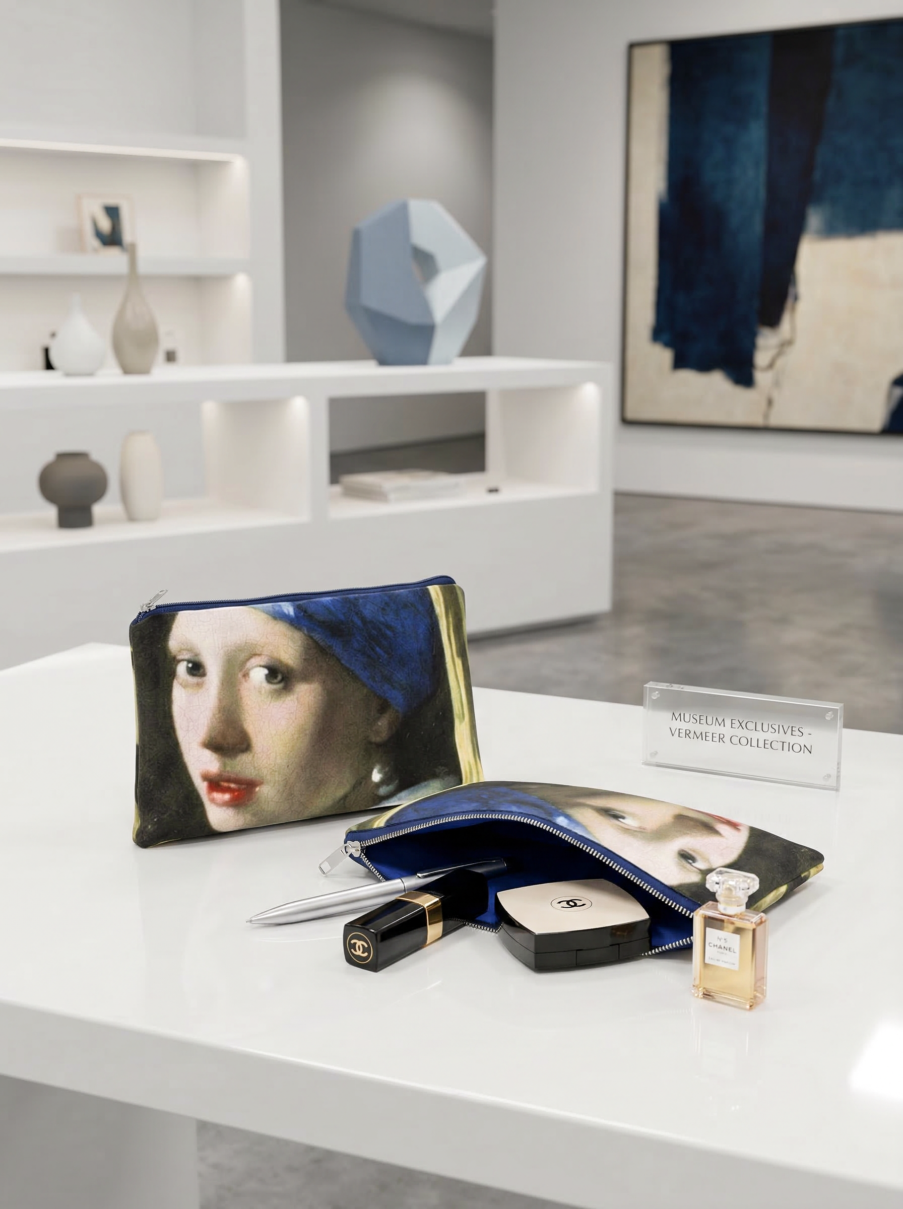 Cosmetic & Travel Bag Girl with the Pearl Earring Johannes Vermeer – displayed in museum shop | ArtyGifts
