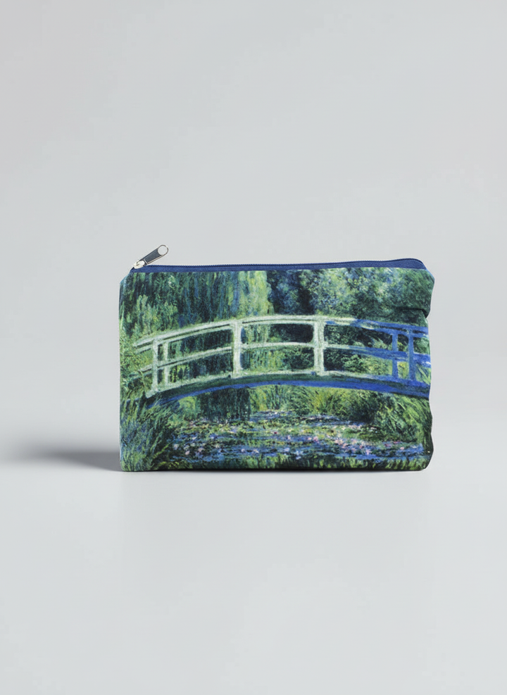 Cosmetic & Travel Bag Japanese Bridge Claude Monet – art makeup bag detail | ArtyGifts
