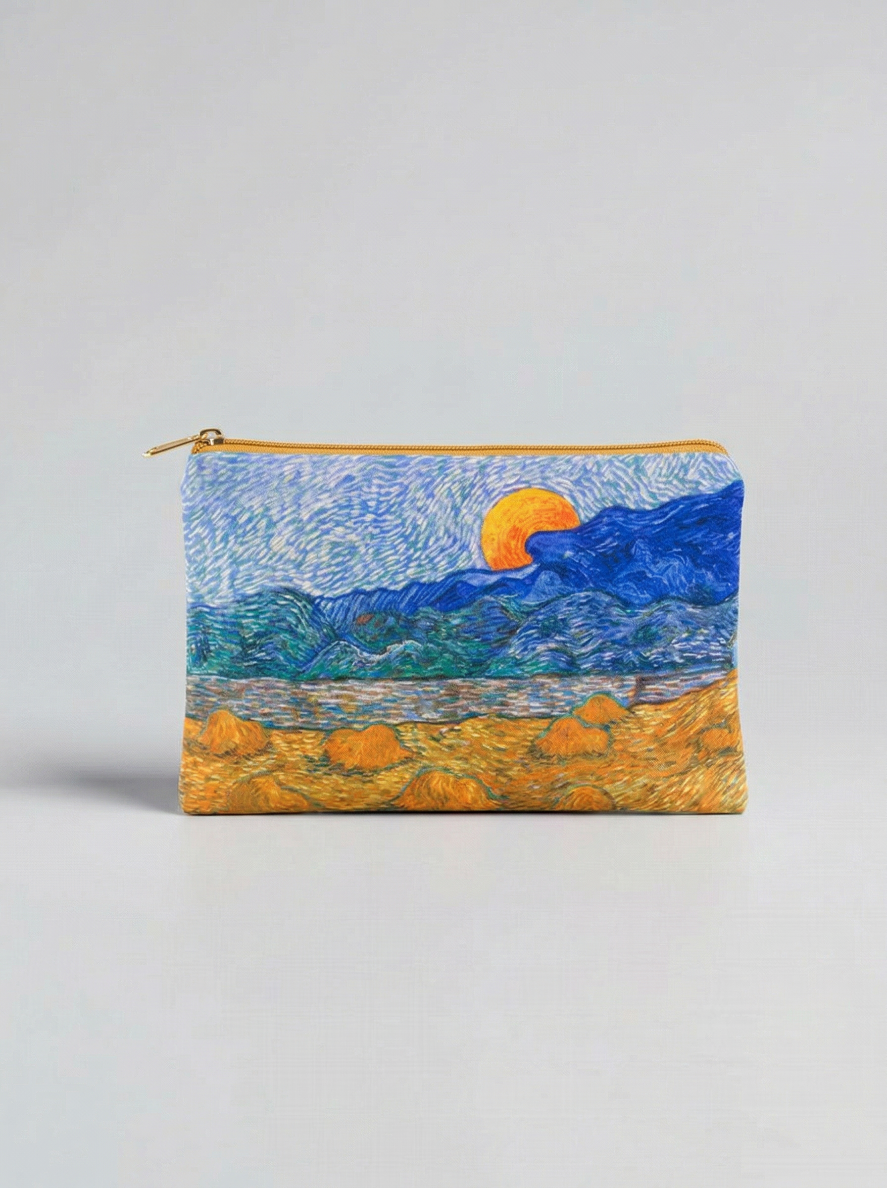 Cosmetic & Travel Bag Landscape with Wheat Sheaves Vincent van Gogh – art makeup bag detail | ArtyGifts
