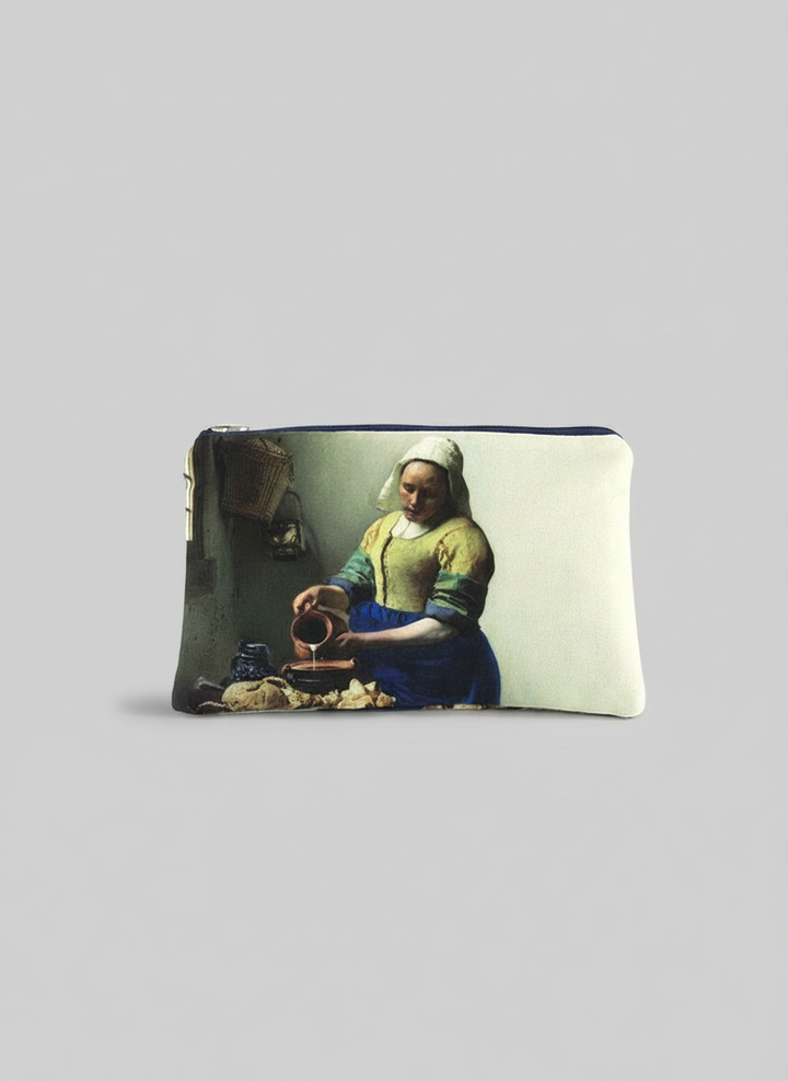 Cosmetic & Travel Bag The Milkmaid Johannes Vermeer – art makeup bag detail | ArtyGifts
