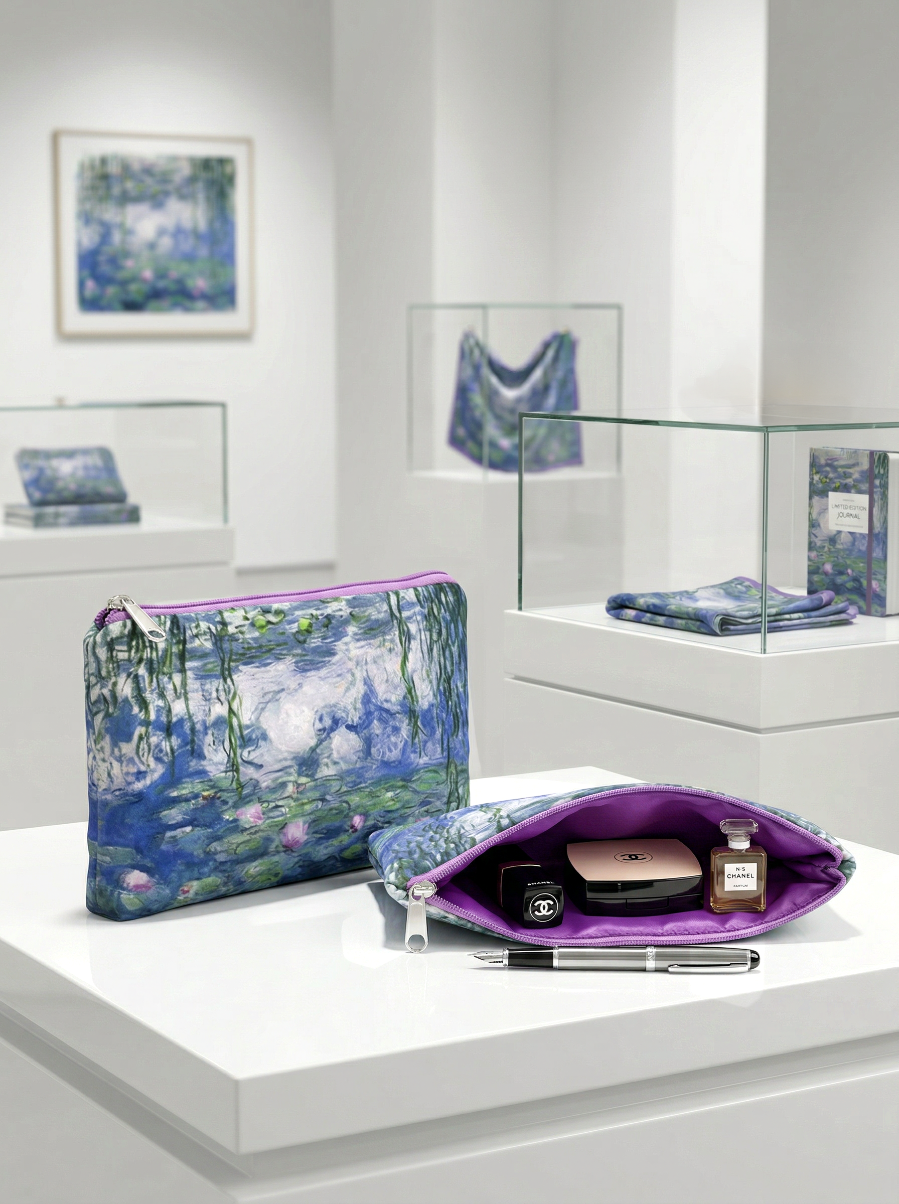 Cosmetic & Travel Bag Water Lilies Claude Monet – displayed in museum shop | ArtyGifts
