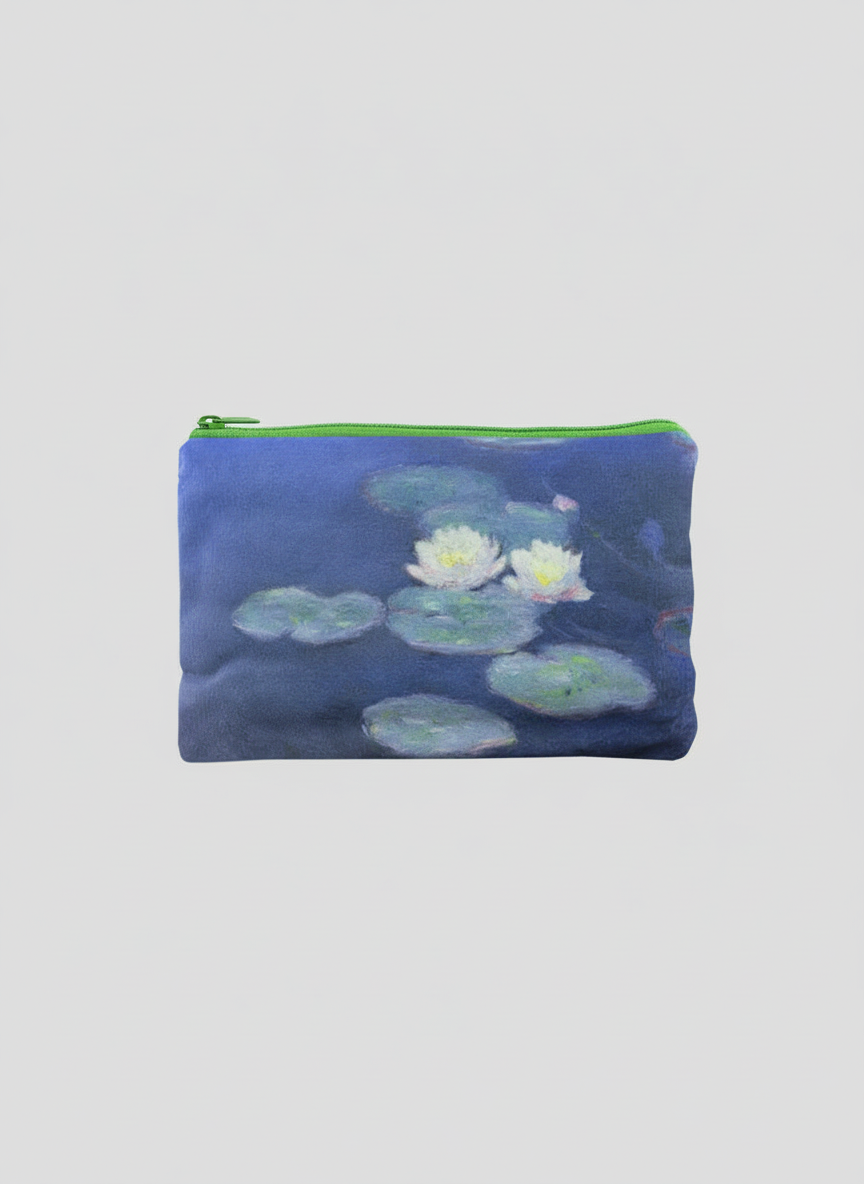 Cosmetic & Travel Bag Water Lilies in Evening Light Claude Monet – art makeup bag detail | ArtyGifts
