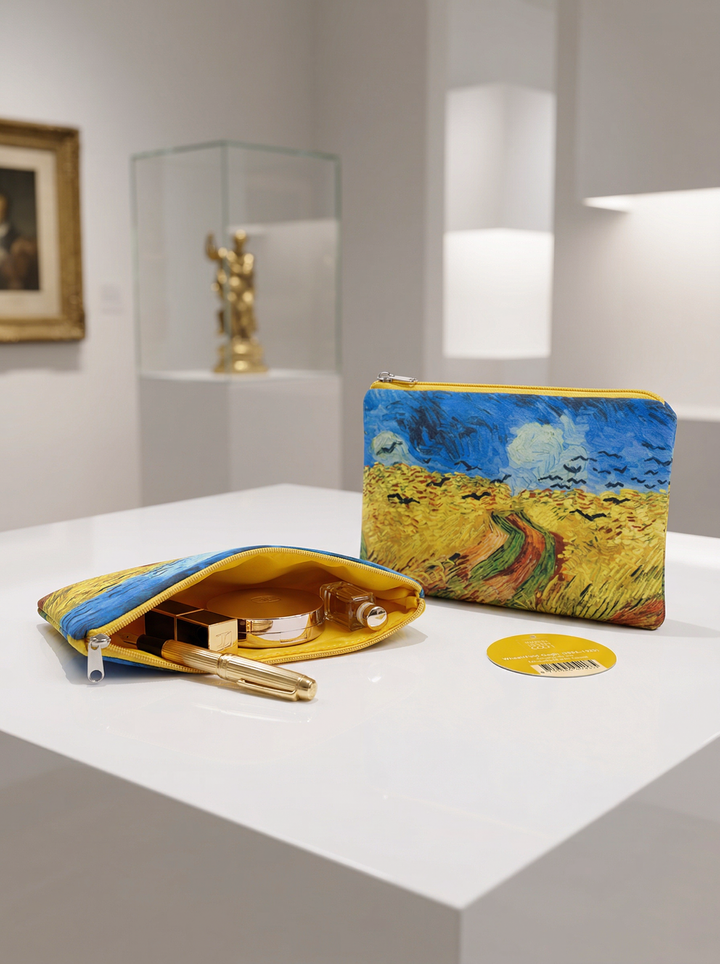 Cosmetic & Travel Bag Wheatfield with Crows Vincent van Gogh – displayed in museum shop | ArtyGifts

