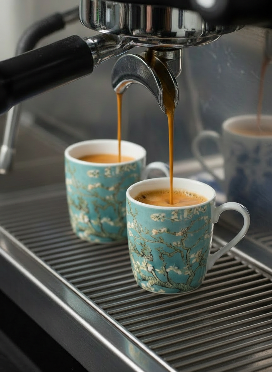 Almond Blossom espresso being poured into cups – Van Gogh Museum Amsterdam, ArtyGifts