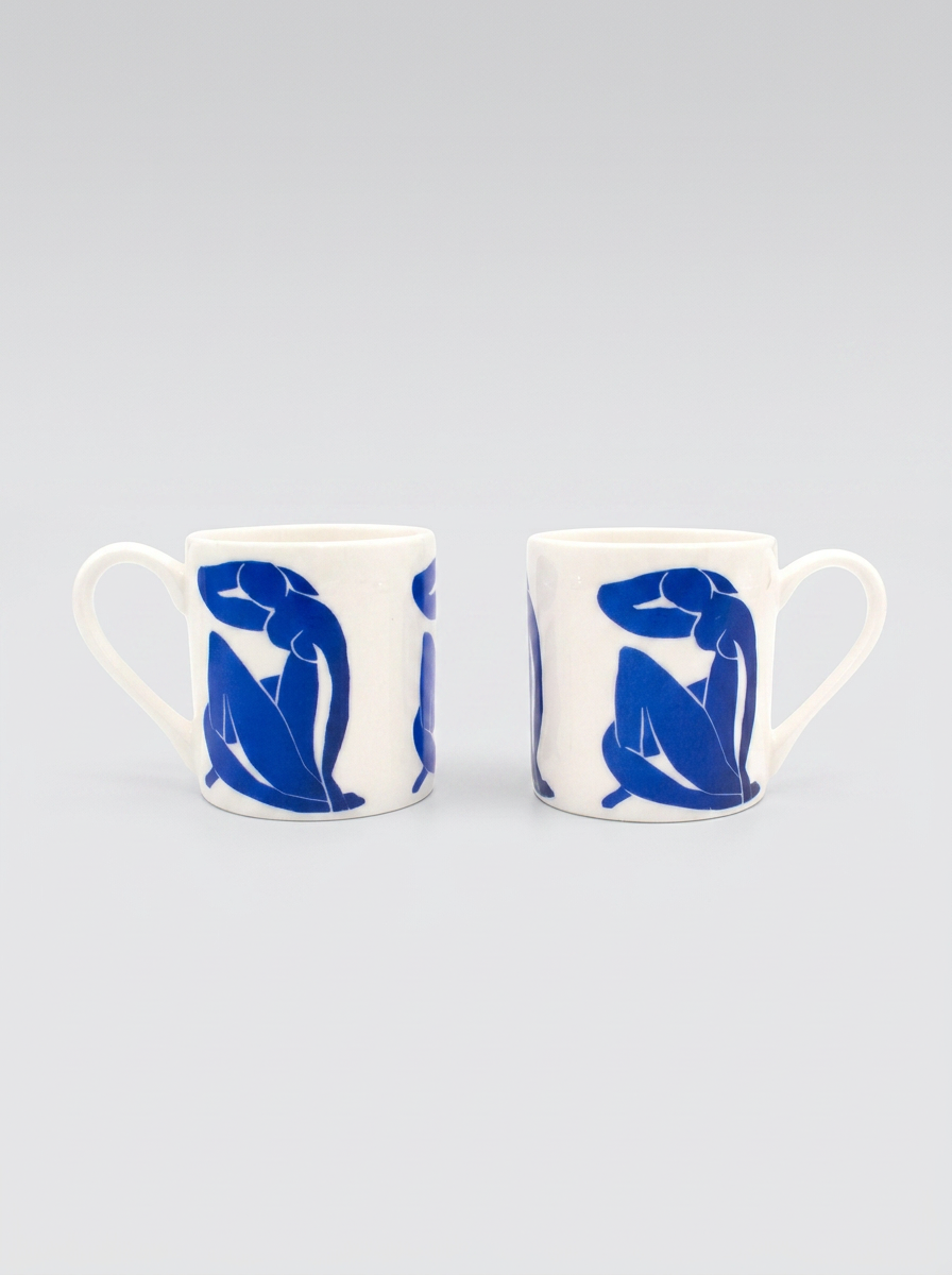 Matisse Blue Nude II espresso cup side view — blue art design detail by ArtyGifts
