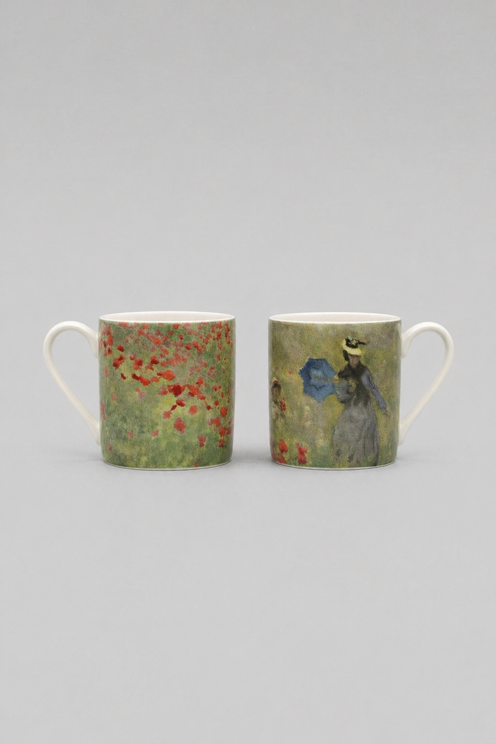 Two art espresso sets featuring Field with Poppies by Claude Monet from ArtyGifts
